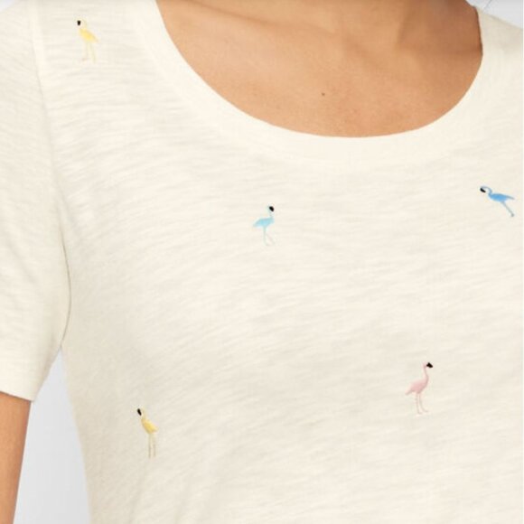 NWT Talbots Flamingo Embroidered Scoop Neck Tee Size - Picture 5 of 8
